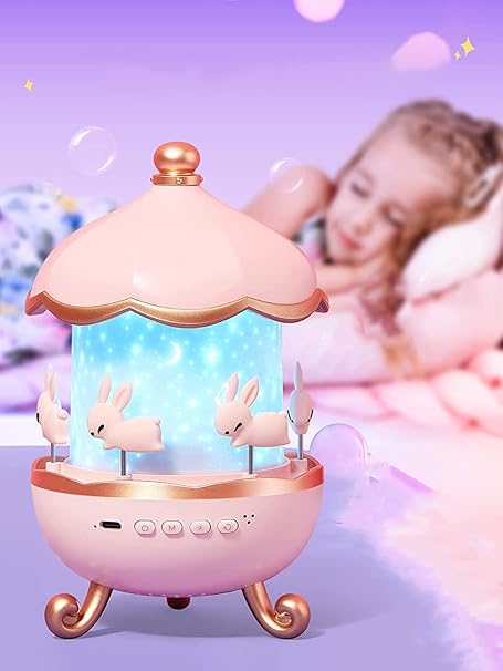 Bunny Carousel Kids Night Light Baby Projector Bedroom Decor Gift for Children Kids.